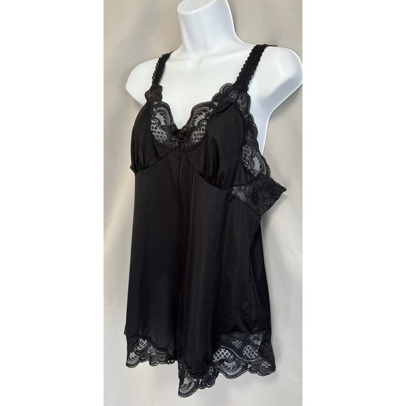 Vintage Ilusion Bodysuit Sleepwear Sz Medium Black Y2K Lace Women's - Picture 2 of 13